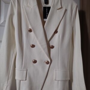 Chic Cream Double-Breasted Women's Blazer